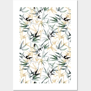 Gold Bamboo Watercolor Forest Posters and Art